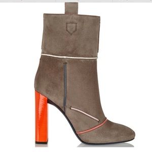 Fendi grey suede boots  orange heel 38